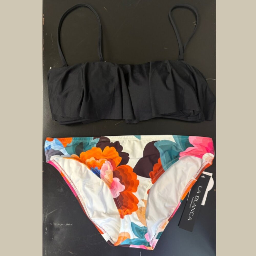 La Blanca | Island Goddess Bandeau Bikini Top & Floral Rhythm Hipster Bottoms
